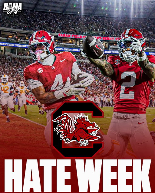 Home invasion week, beat the cocks. 

Alabama travels to Columbia South Carolina to take on the gamecocks in what was a highly anticipated matchup preseason… although SC isn’t having the season people expected they still have some talent and this isn’t a pushover game. Gotta put belt for 60 minutes. 

Lock in, keep going 1-0 every week.