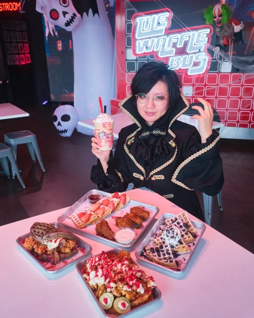 🎃 October specials at The Waffle Bus Heights 🎃

🦴 Halloween Menu - Some spooky items for the season are here! Boos & Batter waffle chicken sandwich is a visual delight with its fried chicken, bacon, egg, bloody sauce and black waffle. Pair of with the Bloody Mess waffle fries or Bloody Good pumpkin shake for a full spooky meal!

🧇 Cookies & cream waffle is the featured sweet waffle flavor on the month!

🍗 Breaded buffalo chicken wings - classic wings covered in housemade buffalo sauce and housemade ranch dressing dip. The sauce was loaded on the spices 🔥!

📍 The Waffle Bus @thewafflebus
1835 N Shepherd Dr suite a, Houston, TX 77008
Heights location is filled with Halloween decor!

#houstonfood
foodies what to do in Houston lunch dinner ideas local seasonal fall autumn themed restaurant