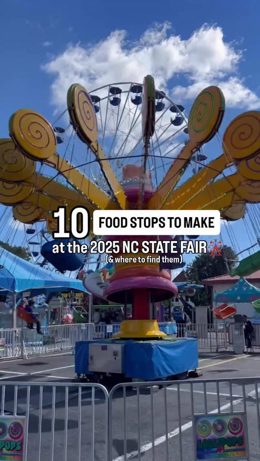 Save this post if you’re heading to the @ncstatefair this week! 

🎡Let me make it easy on you! Here are my favorite 10 food stops this and where they’re located ⬇️ 

@mr.pickleco 
📍Midway area between gate 9/10

@anotherfoodtruck 
📍near Agriculture Supply Expo Center

@peacheysbakingco 
📍by gate 3 & SkyGazer Ferris Wheel

@hotcakesandchicken 
📍Kiddieland near gate 12

@moosejooseslush 
📍across from State Fair Flyer

@lp_que 
📍Kiddieland near gate 1 & 2

@chimneycakesnc 
📍Kiddieland near gate 1 & 2

@lizzeesapple 
📍Dorton Arena

@pioneer.wagon 
📍Midway area across from State Fair Flyer

@chicknque 
📍Midway area close to gate 10 

What spots do you have your eye on? Tag them below and follow @nctraveleats for a giveaway with Another Food Truck coming this afternoon! 

#ncstatefair #northcarolina #nc #explorenc #visitnc @visitnc