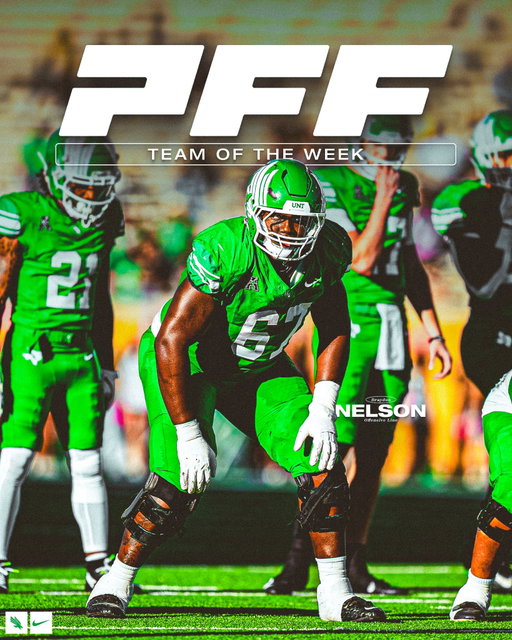 Doing work in the trenches 🦾

@braydon_nelson_22 has been named to the @pff_college team of the week!

#GMG🦅