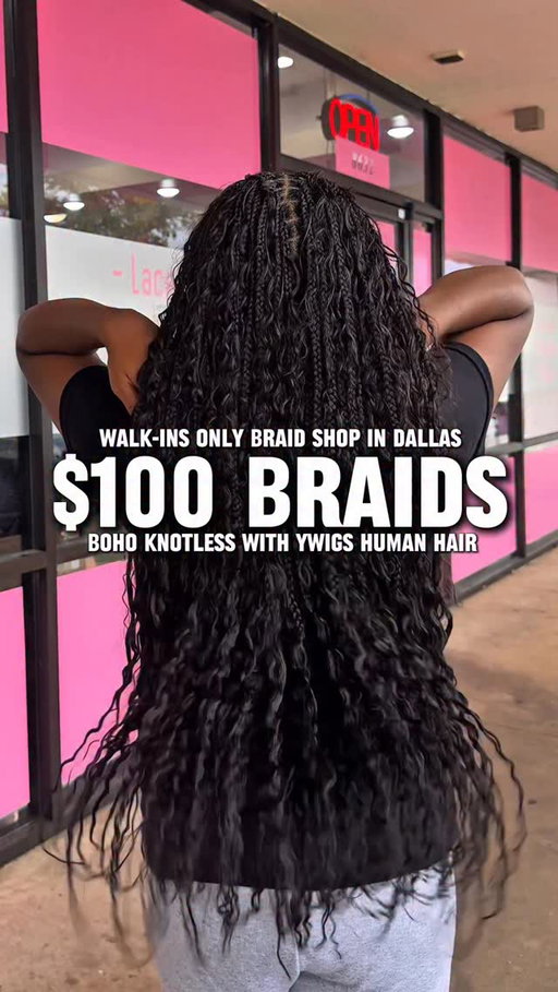 $100 Braids in Dallas 💵👩🏾‍🦱

I finally tried $100 Braids in Dallas and for the price….they got the job done. I was in and out within 3.5 hours. They provide braiding hair and you have to bring your own boho pieces. I need my hair to last, so I ordered the Y Wigs bulk human hair. Would you try it? 👀

👩🏾‍🦱 Style Details: Small Boho Knotless using @YWigs_Official  Boho Bulk Spanish Curl

⏰ Hours: 
Monday–Saturday: 7am–6pm
Sunday: By Appointment Only

📍 @100DollarBraids 
8640 Skillman St, Dallas TX

#DallasBraids #DallasBraider #100BraidsDallas #YWigs #DallasInfluencer #DallasContentCreator