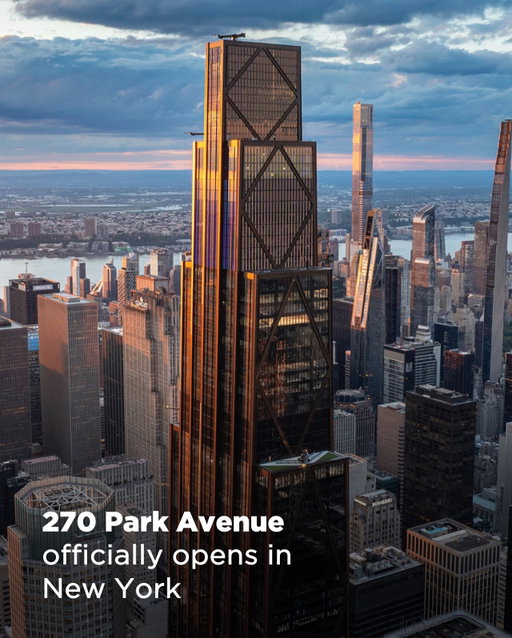 New York has a new icon. After several years of construction, today marks the official opening of 270 Park Avenue, a $3BN skyscraper that will become the global headquarters of JP Morgan Chase. Designed @fosterandpartners, the supertall structure stands 423-metres above the streets of Manhattan’s Midtown East and can accommodate some 10,000 people. 

Commenting on the opening, Lord Foster said: “This new all electric tower is hydro powered to minimize its carbon footprint. The unique cantilevered structure, clad in bronze, delivers two and a half times the amount of public space at the base, including a garden, than its predecessor. The unparalleled range of venues and leisure activities, coupled with tall spaces with generous natural light and high levels of fresh filtered air – twice that of building codes – combine to set new standards of wellbeing. It is the workplace of the future designed for today.” 

Don’t miss our hit YT video all about the construction of this skyscraper, link in our bio 🏗️

📷 Foster + Partners 

#architecturelovers #architecture #engineering #construction #design #newyork #build #TheB1M #building #skyscraper #parkavenue #manhattan #tall #supertall #nyc #usa #office