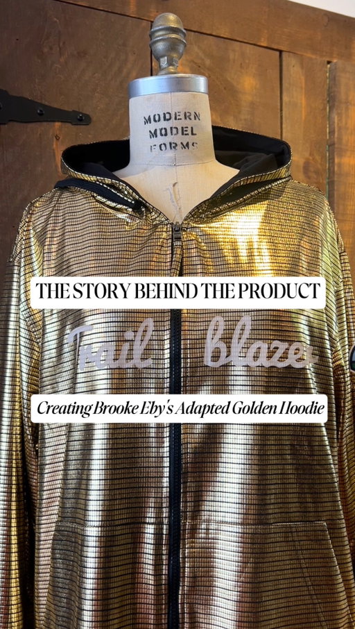 A very special project for a very special person ⭐ 

Thank you @salesforce for including us in this incredible Golden Hoodie campaign.  @limpbroozkit shines so brightly and now she's got an adaptive hoodie to match! 

Watch behind-the-scenes as we work to transform this coveted @salesforce hoodie into an open-back adaptive piece for Brooke. 

We love celebrating you, @limpbroozkit 🩵 

@dreamforce @IZadaptive

#BrookeEby #BExSilverts #BrookeEbyxSilverts #wheelchair #disability #als #mnd #adaptive #adaptivefashion #adaptiveclothing #ootd #wheelchairstyle #adaptivestyle #wheelchairuser #wheelchairfashion #inclusivefashion #accessiblefashion #accessibility #assistedliving #care #caregiving #custommade #fashiondesigner #fashion #style #trailblazer #salesforce #community