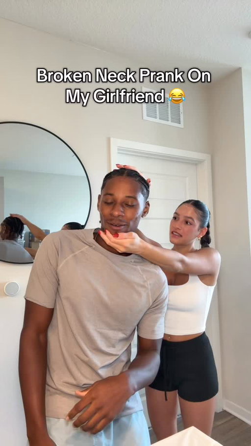 She was shook 😂😂 #desandnaz #couples #funny #prank #usa