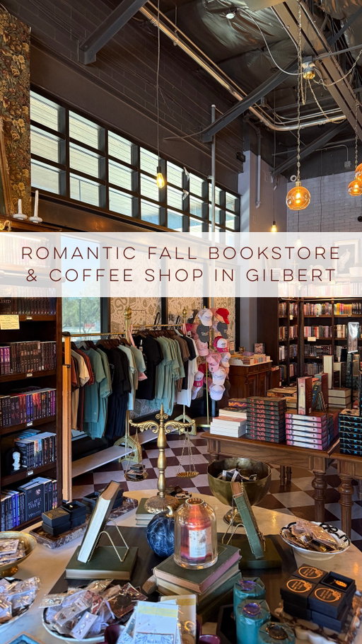this was the perfect fall vibe spot for my girl friend and I to get together and catch up over coffee ✨☕️🍂 it’s a romance genre bookstore and coffee shop in downtown Gilbert called @thebookishshop
