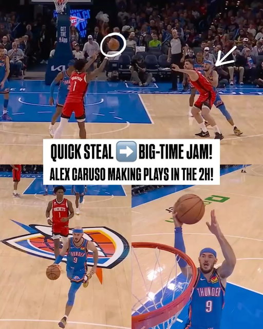 @acfresh21 jumps the pass for the steal and THROWS DOWN the transition JAM 🔥 • HOU-OKC on NBC & Peacock