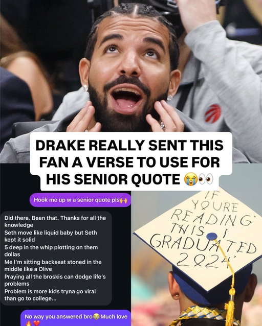 #Drake got a DM for a fan asking for a senior quote to use for his yearbook and he actually responded 😭👀

Would y’all use this as your senior quote⁉️🤔