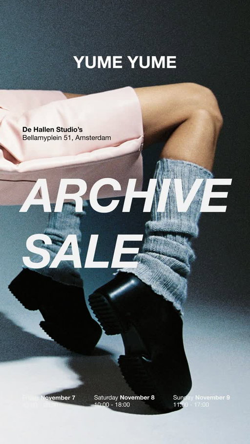 YUME YUME WINTER ARCHIVE: 7, 8 & 9th of November 🖤🖤 Come shop with us at De Hallen Studio’s.
