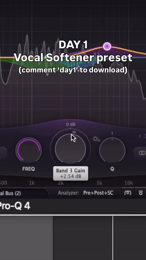 Comment ‘day1’ to download this preset.
.
This fabfilter preset is my fav Eq settings for smoothing out a harsh vocal without needing to de-ess it…
.
#fabfilter #eq #preset #mixing #musicproduction