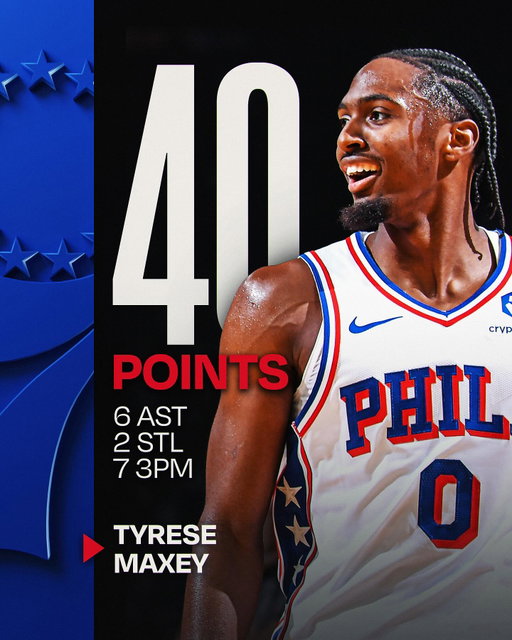 @tyresemaxey went OFF in the @sixers opener with 40 PTS, 6 AST, 2 STL, 7 3PM! 💪 PHILLY W