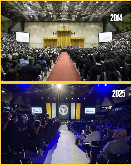 A look at how the Convocation setup inside of the PAC bas evolved over the past 11 years. 👏 Shoutout to all the hard working teams who make this happen every fall and spring. We can’t wait to celebrate all our new grads tomorrow and Saturday! 🎉 

#UWaterlooGrad 🖤💛👨🏻‍🎓🧑🏽‍🎓