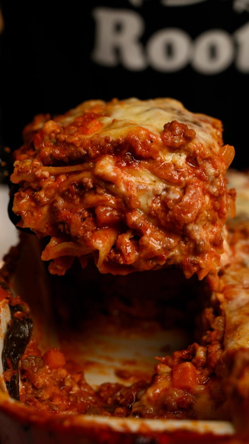 Super easy beef + cheese lasagna — layers of rich beef ragu, silky béchamel, and way too much mozzarella + parm. Comfort food done right — slow-braised flavor, but weeknight simple.
Golden, bubbly, and just ridiculous.
Save this one for your next Sunday dinner.

Recipe,
Ingredients:
	•	4–6 strips bacon, diced
	•	1 large onion, diced
	•	2 stalks celery, diced
	•	1–2 carrots, diced
	•	3–4 cloves garlic, minced
	•	1½ lb ground beef
	•	3–4 cups marinara or tomato sauce
	•	1 sprig fresh basil
	•	½ tsp dried oregano
	•	Salt + black pepper, to taste
	•	9–12 lasagna sheets (fresh or dry, parboiled if needed)
	•	2 cups mozzarella, shredded
	•	½ cup parmesan, grated

Béchamel Sauce:
	•	4 tbsp butter
	•	4 tbsp flour
	•	3 cups milk (warm)
	•	Salt + black pepper
	•	Pinch of nutmeg
Method:
	1.	Render bacon in a large pan until crispy. Remove and set aside.
	2.	In the same pan, sauté onion, celery, carrot in olive oil until soft, 6–8 min. Add garlic, cook 1 min more.
	3.	Add ground beef, season, and brown well. Add bacon back in, then stir in tomato sauce, basil, and oregano. Simmer gently 45–60 min until rich and thick.
	4.	Meanwhile, make the béchamel: melt butter, whisk in flour for 1–2 min, slowly add warm milk, and whisk until smooth. Season with salt, pepper, and nutmeg.
	5.	To assemble, layer in a baking dish: beef ragu → pasta sheets → béchamel → mozzarella + parmesan. Repeat until full, finishing with cheese on top.
	6.	Cover with foil and bake at 375°F (190°C) for 35–40 min.
	7.	Uncover and bake another 15–20 min until golden and bubbly.
	8.	Rest 45–60 min before slicing so it holds its shape.

 #easyrecipes #lasgana #torontochef