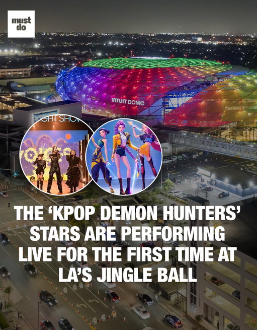 The holiday concert of the year just got a major pop-culture upgrade.

Huntr/x, the breakout trio from Netflix’s hit film KPop Demon Hunters, will make their first-ever live concert debut at the KIIS-FM Jingle Ball on Friday, December 5 at the brand-new Intuit Dome in Los Angeles.

Their single “Golden” has dominated all year, spending eight weeks at No. 1 on the Billboard Hot 100, making history as the first song by an all-woman K-pop group to top the chart.

They’ll join a stacked lineup including Conan Gray, Jackson Wang, Feid, The Kid LAROI, Zara Larsson, Jessie Murph, and more, but this year, it’s Huntr/x everyone’s waiting to see.

Follow @mustdolosangeles for more concerts, pop culture, and LA event news.

Media via Intuit Dome/Netflix/NBC

#mustdolosangeles #lajingleball #kpopdemonhunters