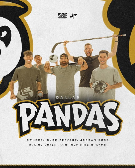 WELCOME THE DALLAS PANDAS TO BIG LEAGUE WIFFLE BALL🐼 @dudeperfect & @inspiringdreamshq lead an ownership group that’s bringing a wiffle ball franchise to the Lone Star State! Catch the @dallaspandas in action this weekend at BLW’s 2025-26 Opening Day tournament at Scottsdale Stadium.