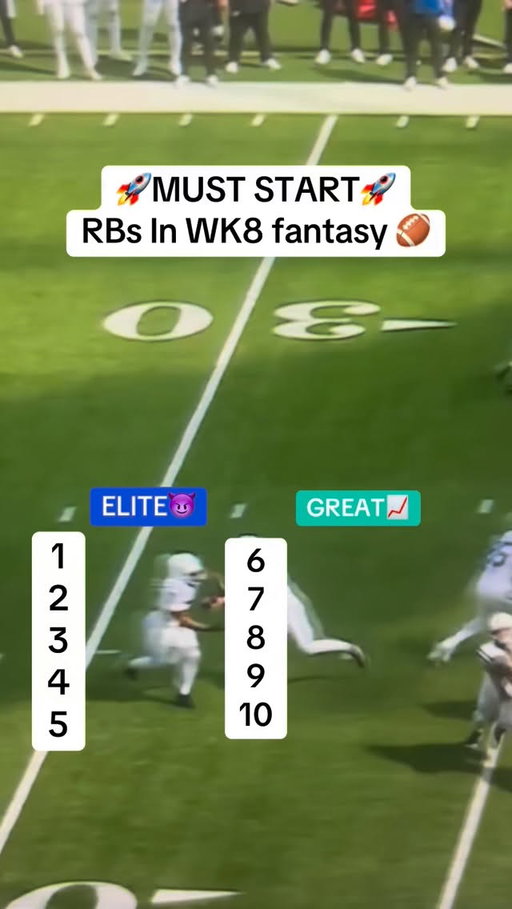 Top 10 RBs Week 8 Fantasy Football
#fantasyfootball #nflfootball #nfl #fantasyfootballadvice
