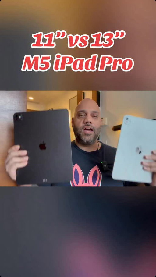 When choosing between the 11” and 13” M5 iPad Pro, it comes down to this…

Do you want to hold the thing, or do you want to type on it? The smaller one is legitimately great as a handheld device, like a really smart clipboard that happens to have an M5 chip. 

The 13” works handheld too, but it’s truly excellent in a keyboard case, which is when you get that laptop-size canvas for everything. 
@apple #ipad #ipadpro #ipadprom5 #apple #techreels