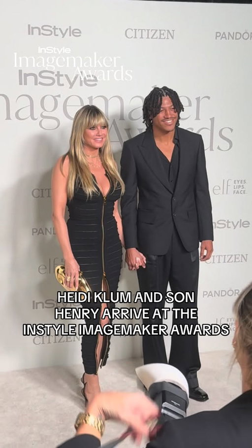 Style clearly runs in the family. @heidiklum and her son @henrygunthersamuel arrive in style at the #InStyleImagemakers red carpet.