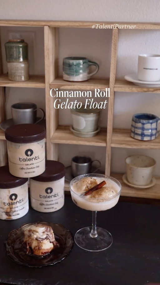 Cinnamon Roll Gelato Float 🍁 #TalentiPartner #TalentiGelato 

cinnamon brown sugar syrup: 
- ½ c brown sugar
- ½ c water
- 2 cinnamon sticks 

gelato float: 
- 1 scoop @talenti Coffee Chocolate Chip or Caramel Cookie Crunch Gelato
- 0.5 oz brown sugar syrup
- 6oz sparkling water
- 1 espresso shot
- cinnamon and nutmeg to taste