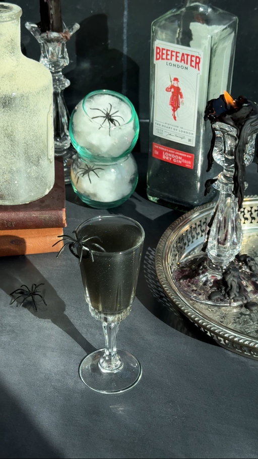 The Black Widow 🕷️

𝐰𝐡𝐚𝐭 𝐲𝐨𝐮’𝐥𝐥 𝐧𝐞𝐞𝐝:⁣
• 1 oz of sweet vermouth 
• 3/4 oz or maraschino liqueur 
• 2 oz of black gin 
• A few dashes of mole bitters (or orange) 
• Ice
• Optional: Garnish with plastic spider ring. 

Yields — 1 serving. 
⁣
𝐦𝐞𝐭𝐡𝐨𝐝: 
• Add 1 tsp of black edible glitter to a gin bottle. 
• Shake well and set aside. 
• Combine the remaining ingredients into a cocktail stirring glass. 
• Add ice and stir until chilled. 
• Strain into chilled cocktail glass. 

Enjoy 👻
—————————
#blackwidow #manhattan #martinez #spooktober #spookycocktails #halloweencocktails #easycocktails #freezerdoorcocktails #batchedcocktails #hostingideas