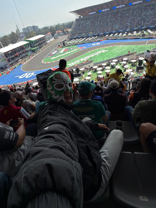 Haven’t watched F1 cars on track in years, so found a way to sneak into the stands while Fred was driving my car 🎭🤣
