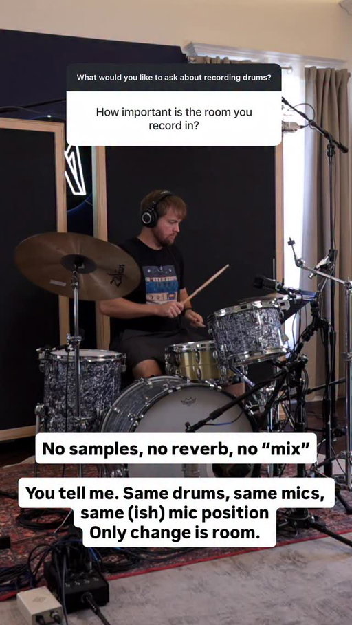 Clip from a lesson on the impact the room has on your drum recording from my new EPIC DRUM RECORDING course. We dive into what makes the recording drums so magical and everything BEFORE the microphones in module 1. If you want to dive deep and get 50% off leave a comment below. 

#recording #homestudio #drums #recordingdrums #studiogear