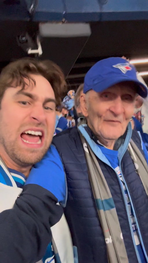 Took my grandpa to the World Series. What a game to be at 😮‍💨🥹 GO JAYS GO