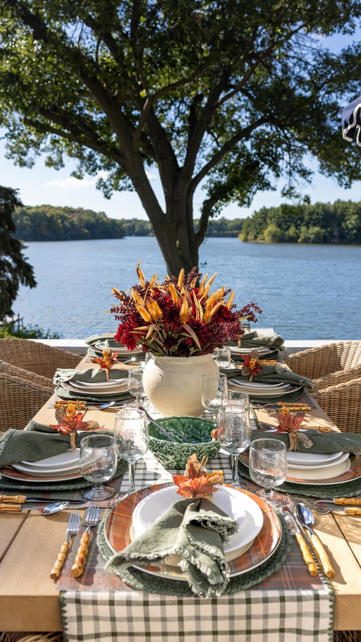 Alfresco Autumn 🍂 Soaking up every last minute of mild fall temps for meals, entertaining, and more. These @PotteryBarn pieces truly brought the dining area on our terrace to life. 

From the expandable Farmhouse dining table to the chic Huntington wicker chairs and gorgeous tablescape, we’ve found our new favorite entertaining space at the lake home. 🏡 

Comment SHOP to receive details to these pieces directly to your inbox.

#mypotterybarn #falltablescape #tablesettingideas #outdoorfurniture #outdoorpatio #falldecor #fallisintheair #reels
