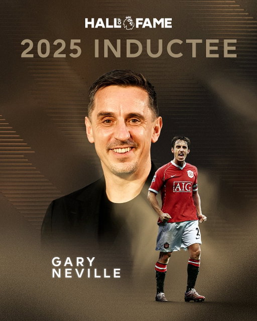 Welcome to the home of the greats, Gary Neville.

The Man Utd legend has been inducted into the Premier League Hall of Fame. ✨
