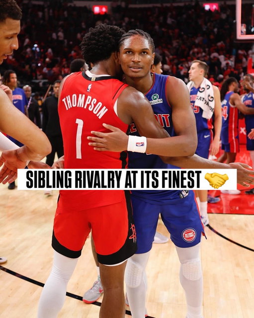 The Thompson Twins faced off last night for just the 4th time ever, settling the score at 2-2 🤯 @ausarthompson may have won this time, but @amen.thompson’s still big brother (by 1 minute)!