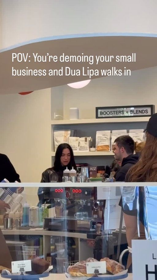 POV: You’re demoing your small business @popup.grocer and @dualipa walks in…you shoot your shot!! 

Still not over this happening today ✨✨