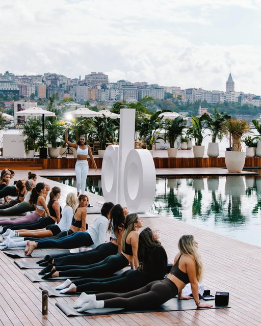 Two things we love: yoga with friends and an incredible view.