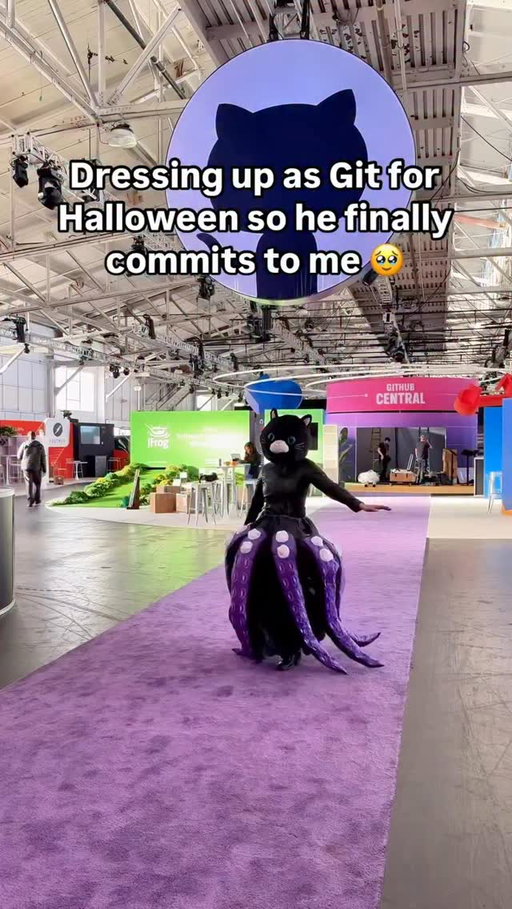 Team commit or commitment issues? 🎃Happy Halloween!! 👻what are you dressing up as? 👀 Mona 🐙🐱was my costume 4 years ago so you know I’m probably wearing this again to @github universe this week😅 ngl it was pretty iconic being Mona- now I have revealed my secret identity oops 🙊(not sponsored this is just independently my Halloween costume & my discord mod encouraged me to wear it around for shits & giggles lol) 

Join the community for more tech content! 👩🏻‍💻
~~~~~~~~~~~~~~~~~~~
🦄 Follow @tech.unicorn
🗞 Share your thoughts below👇
🔖 Leave any questions 😀
~~~~~~~~~~~~~~~~~~~
Tags 🏷 
#developer #thedevlife #developerdiaries 
#compscimajor #compscihumor #HappyHalloween #programmingmemes #softwareengineering #womeninstem #girlswhocode #github #githubuniverse