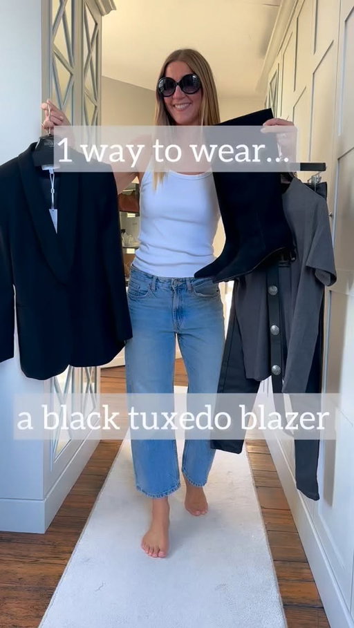 Comment SHOP below to receive a DM with the link to this post on my LTK ⬇ https://liketk.it/5sOel #ltkuk #ltkwinter #ltkstyletip 

It’s an easy way to use that black tuxedo blazer you have invested in…. And looks a bit more casual! Style yours with coated black jeans, a cool tee and some suede black boots. The burgundy jumper at the end is a way to add a pop of colour and also add a cosy layer. 
Detail:
Blazer @hobbslondon 
Coated jeans @1georgestreet 
Suede boots @jdwilliamsuk