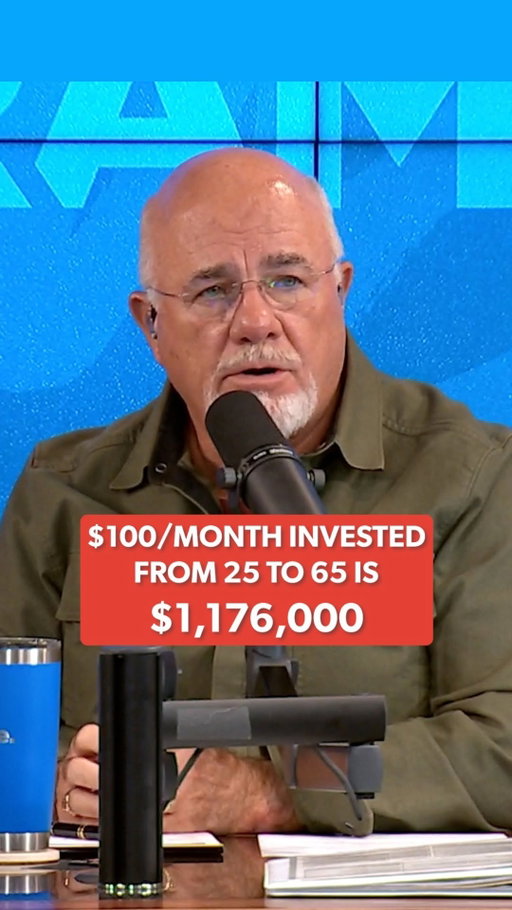 Time and consistency. That’s the key.

If you invest $100 a month in good growth stock mutual funds at prevailing market rates from age 25 to 65, you’ll end up with about $1,176,000.

The secret isn’t the amount. It’s that you didn’t miss a single month for 40 years. $100 can make you a millionaire when you’re steady, predictable, and disciplined.

And if you didn’t start at 25? Don’t panic. The best time to start was yesterday, but the next best time is today. Get out of debt so you can start investing as soon as possible, and time and consistency will still change your future.

From @the.ramseyshow with @daveramsey