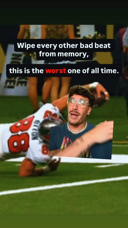 This is the worst beat of all time. 

Whatever we’ve said in the past, wipe it from memory, this is the worst, ever. 

1 yard from turning $15.46 into nearly $1M. 

To make it worse; it was initially called a touchdown. 🤮

(Via X/derocher_james)

@vinbonaccorso