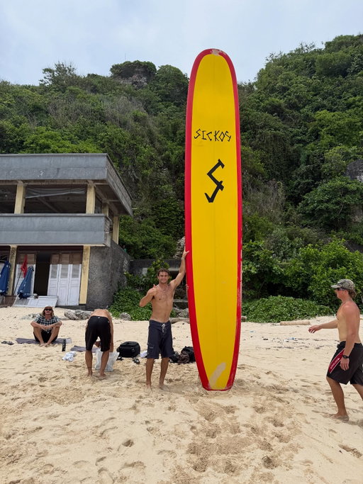 Stop one on the Asia tour! Already met new friends, got the ultimate party wave on a 20ft surfboard, and experienced moped riding in Bali.