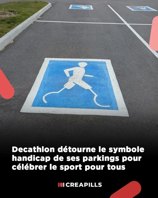 Au Canada, le symbole du handicap sur les places de parking des magasins Decathlon rappelle que le sport est accessible à tous. Revu en version tir à l’arc, course ou encore tennis, il célèbre la diversité et l’inclusion dans le monde sportif. Lancée en 2021, cette initiative transforme un simple pictogramme en véritable symbole d’égalité ♿️
