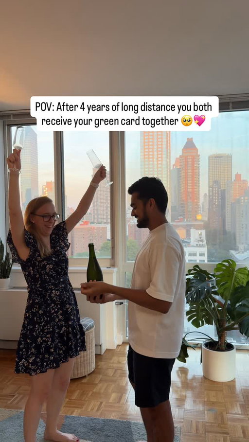 Living a life I never thought would be mine! 🥺💚 no more work visa stress for us!!!! 

I never imagined I’d be living in the US - let alone be on the path to citizenship one day. But then I met Desh during an internship in the US, and everything changed! 

I am literally walking in the streets of New York and thinking to myself: now, I belong here 🗽💖

He worked so hard to make it here, and because of him, I took this leap too. And today… We both got our green cards! 🇺🇸

I haven’t been home in a year and a half, and this Friday, I’m finally going back to Canada for the weekend. So excited to travel freely again and see my loved ones. 😊

To everyone still on their immigration journey - I see you, and I know it’s not easy. Keep going. ❤️