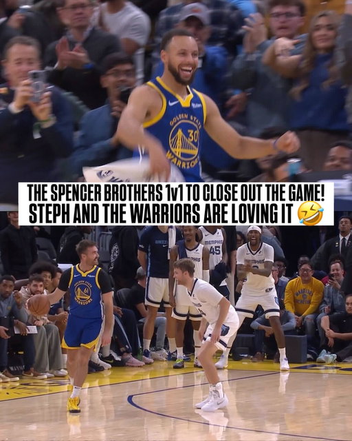 Just like in the driveway growing up… brothers Pat and Cam Spencer finish out the game by doing a friendly 1v1 during the last possession! 🤣🔥
