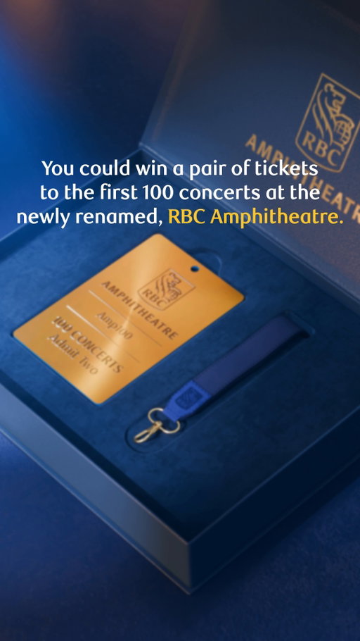 *CONTEST NOW CLOSED*
 RBC is giving five Canadians the chance to win a pair of tickets to the first 100 concerts at the newly renamed, @rbcamphitheatre at Toronto’s waterfront! To enter, follow RBC on Instagram and tag a friend in the comments below. Concerts will take place across spring and summer of 2026 and 2027.

No purchase required. Open to Canadian residents 19+. Starts Oct. 28, 2025, at 10:30 AM ET and ends Nov. 01, 2025, at 11:59 PM. 5 prizes available, each consisting of a pair of tickets to the first one hundred concerts at the RBC Amphitheatre in Toronto, Ontario, between May 2026 and September 2027 (total ARV $36,000 CAD each).1 entry per person. Math skill-testing question required. *Full rules and entry details in bio*. Sponsor: Royal Bank of Canada. All inquiries regarding the Contest should be directed to Sponsor. Live Nation Canada, Inc. is not a Sponsor or the administrator of the Contest.