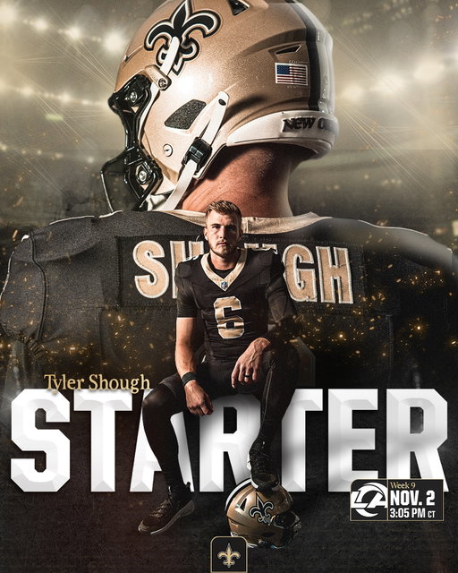 Tyler Shough will start Sunday ⚜️

📺: #NOvsLAR on Sunday 3:05 pm CT - FOX