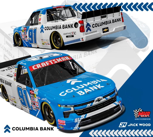 Takin' it to the bank! 💰

@driverjackwood is closing out the season with a new partnership, featuring @columbiabank on board the #91 at @phoenixraceway!

#NASCAR #NASCARPlayoffs #NASCARTrucks #racing #autoracing #motorsport