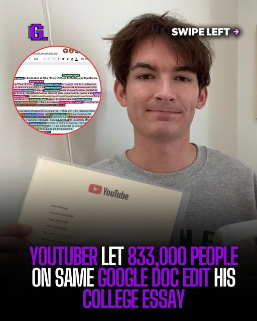 A Youtuber named Beluga shared his college essay with 833,000 random people. He allowed they to edit the doc to help write it and everything went wrong👀

#homework #collab #people #trending #explore