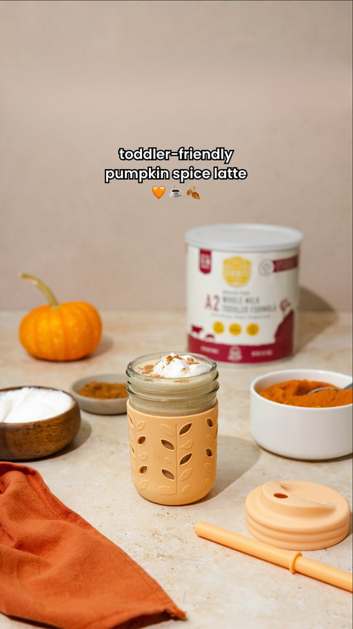 👀 Toddler-friendly pumpkin spice latte?! ☕🧡 Save this recipe to twin PSLs with your mini me on a crisp autumn day. 📌

INGREDIENTS
• 8-oz serving of Toddler Formula
• 2 Tbsp. organic pumpkin puree
• 2 Tbsp. organic maple syrup
• (optional) 1 tsp. organic pumpkin pie spice
• (optional) sugar-free whipped cream to top
• (optional) dash of organic pumpkin pie spice to top

DIRECTIONS
• Make one 8-oz serving of A2 Whole Milk Toddler Formula according to the directions for preparation & use on the back of the can
• Transfer to a saucepan and keep warm on the stove
• Add the pumpkin puree, maple syrup, and (optional) pumpkin pie spice; whisk until all ingredients are mixed
• Add the contents in your saucepan into a toddler-friendly cup or mug; let cool and come to a safe serving temperature for your little one
• (optional) Top with sugar-free whipped cream and a dash of organic pumpkin pie spice

Made with our nutrient-dense A2 Whole Milk Toddler Formula, organic pumpkin, and a hint of maple, it’s the perfect way to bring cozy seasonal vibes to your little one’s cup. 🍂 🎃