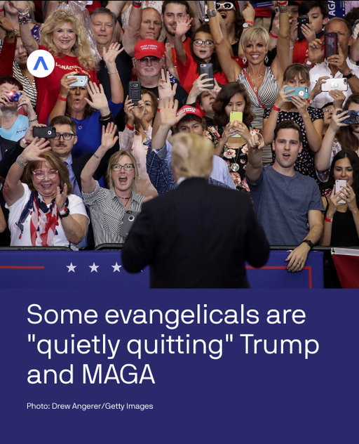 Some churches are seeing a "quiet quitting" trend as pastors avoid political sermons and help members disengage from Trump's movement — without ostracizing family members who might still be MAGA devotees.⁠
⁠
"We've gotten more testimonials. I'm starting to now see 'Leaving MAGA' signs popping up on billboards, overpasses, and [at] No Kings protests," said Rich Logis, a Catholic ex-Trump supporter who founded a group called Leaving MAGA.