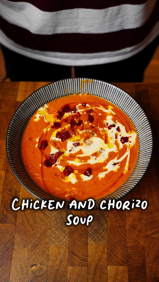 SOUPERB - EPISODE 1

Chicken, chorizo, tomato, garlic, chilli and red pepper soup. I really need a catchier name for this masterpiece.

INGREDIENTS

1 Chicken breast
Half a stick Chorizo
6 tomatoes
2 red peppers
4 cloves garlic
1 onion
Olive oil
1 tbsp paprika
1 tbsp chilli flakes
1 tsp garlic powder
1 tsp onion powder
1 tsp cayenne pepper
1 tin chopped tomatoes
1 tbsp oregano
100ml double cream
500ml chicken stock 
Pinch of Salt
Pepper to taste 
Pinch of Sugar

METHOD

Chop your veg and put it on a tray with olive oil in the oven on 180° for about 30 mins.

While that cooks down, poach your chicken in the chicken broth.

Fry off your chorizo. No extra oil is needed here. When it’s cooked, remove it from the pan but keep the chorizo oil it creates. 

Pour the chopped tomatoes in along with all the seasonings, salt pepper and sugar. Simmer on low.

Take the chicken out and shred it. 

Put it all together in a saucepan and blend.

Add the chicken, chorizo and cream.

Serve with more cream and olive oil and ENJOY.

#soup #souprecipe #soupseason
