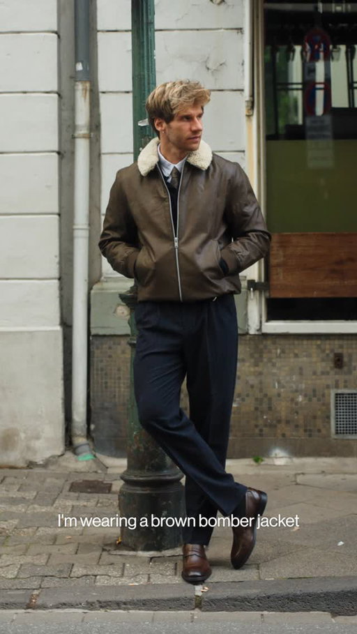 The smart urban look⁠, styled by @marco.lstn⁠
⁠
Us: "Why this look?"⁠
⁠
Marco: "Today's look is all about smart casual done right. I'm wearing a brown bomber jacket layered over a navy knit and a crisp white shirt. The pleated wool trousers keep it relaxed but refined, teaming it up with some brown loafers for footwear. It's perfect for coffee meetings, city strolls or casual Fridays. Smart but super easy to wear."⁠
⁠
Casual, sleek and contemporary. ⁠
⁠
Shop the look and explore the full collab: link in bio. ⁠
⁠
#LINDBERGH #LindberghCommunity