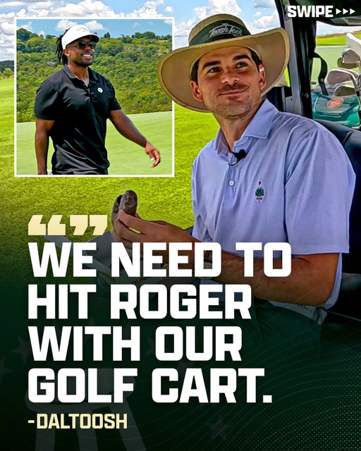@Roger_Steele was on pace to shoot a 27 (!!!) on his own ball on the front nine. @Daltoosh could only think of one way to stop him 💀