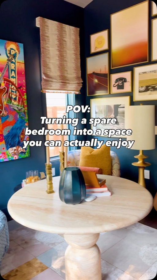 Amber Guyton of @blessedlittlebungalow artfully transformed the flex room in our 2025 Whole Home into the moody, jewel-toned “Pause Parlor” of our dreams. Read more about the inspiration behind the space at the link in bio.