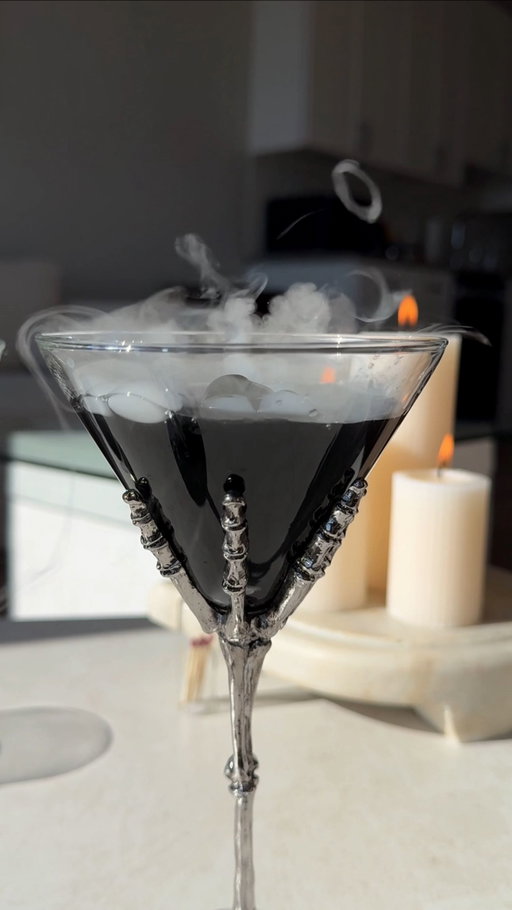 This fun spooky twist on a dirty martini is anything but boring! Great for anyone looking to finish off Sober October strong and/or scale back on alcohol consumption. 

Give it a try and thank me later 👻 

𝐢𝐧𝐠𝐫𝐞𝐝𝐢𝐞𝐧𝐭𝐬:⁣
· Pinch of activated charcoal
· 2.5 oz of non-alcoholic gin
· 1 oz of non-alcoholic dry vermouth
· 1 oz of pickle juice 
· 3/4 oz of lemon juice 
· Ice

Note — yields 1 serving.
⁣
𝐦𝐞𝐭𝐡𝐨𝐝: 
· Combine activated charcoal, non-alcoholic gin, and set aside.
· In your cocktail mixing glass, add non-alcoholic dry vermouth, pickle juice, lemon juice, and charcoal infused non-alcoholic gin. 
· Add ice and stir until chilled.
· Strain into martini glass.
· Optional: Add dry ice pellet. 

Note: ALWAYS handle dry ice with caution. Use gloves, only use in a well ventilated area, and never consume.

Enjoy 🎃

#spooktober #mocktail #soberoctober #soberliving #sobercurious #spookyseason #spookyseason #halloweencocktails #mocktails #mocktailrecipes #allhallowseve #blackmagic #dirtymartini